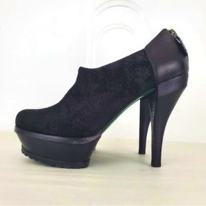 Lisa for Donald J Pliner Black Platform Stiletto Booties Leather Crepe Heels Sz8